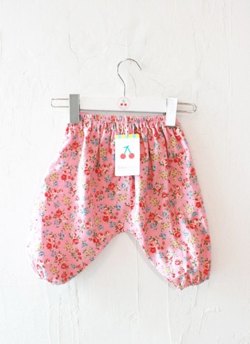 [2125] Pink flowers cotton pants