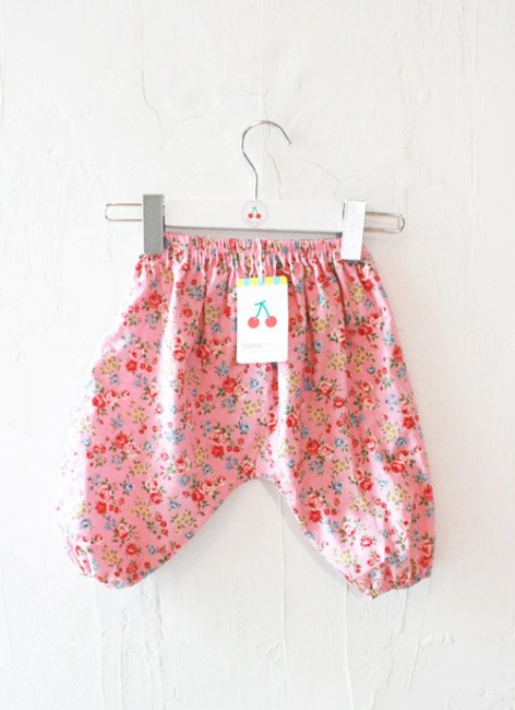 [2125] Pink flowers cotton pants